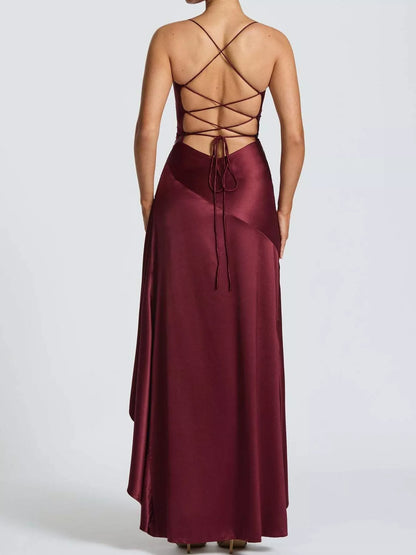 Plus Size High-Low Ruffle Hem Evening Dress, Backless