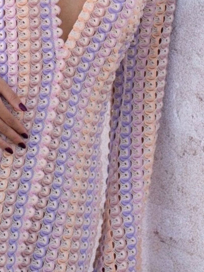 Slit Striped Knit Maxi Dress