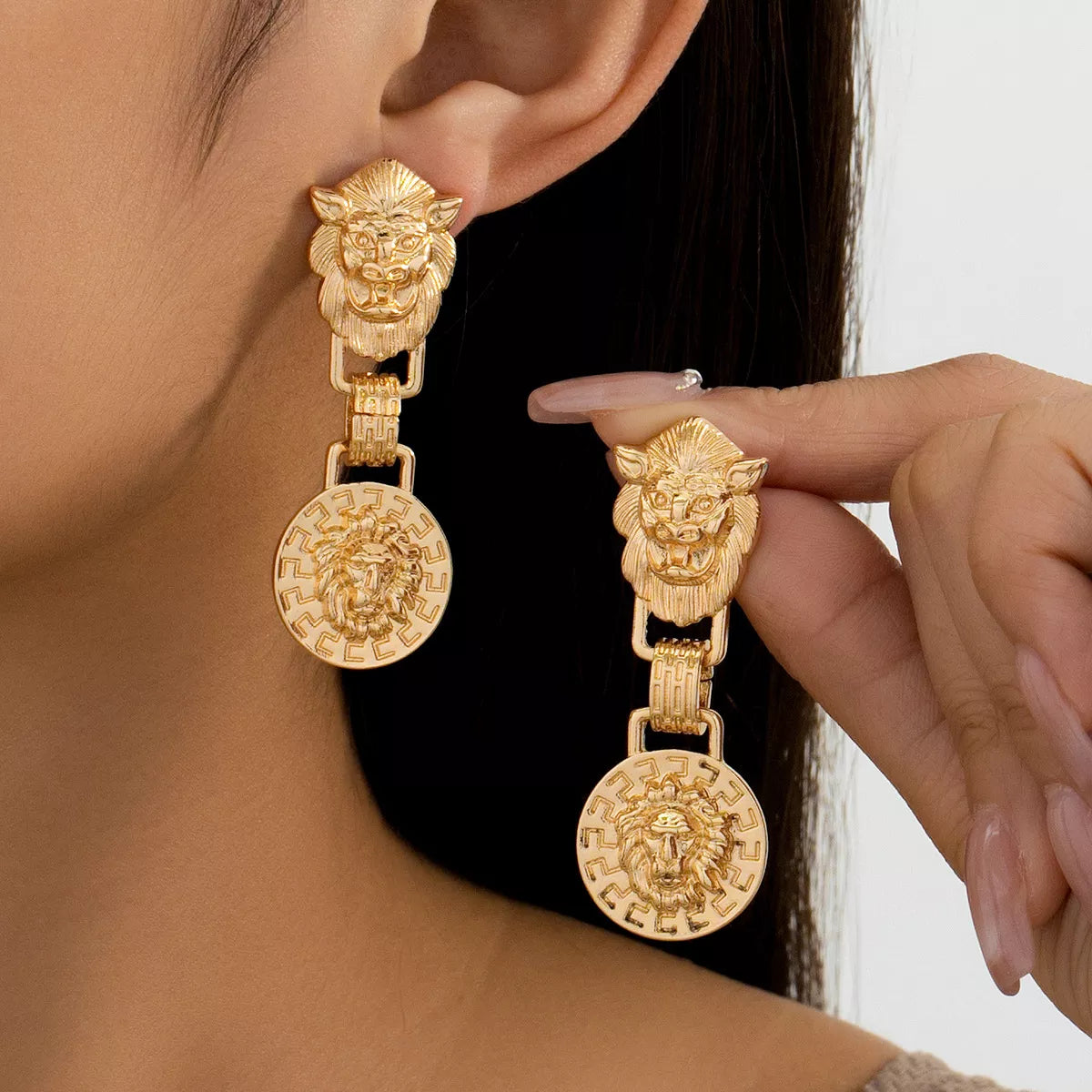 18K Gold-Plated Medallion Drop Earrings