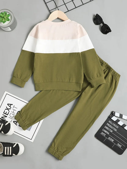 Children's Color Block Pants Set
