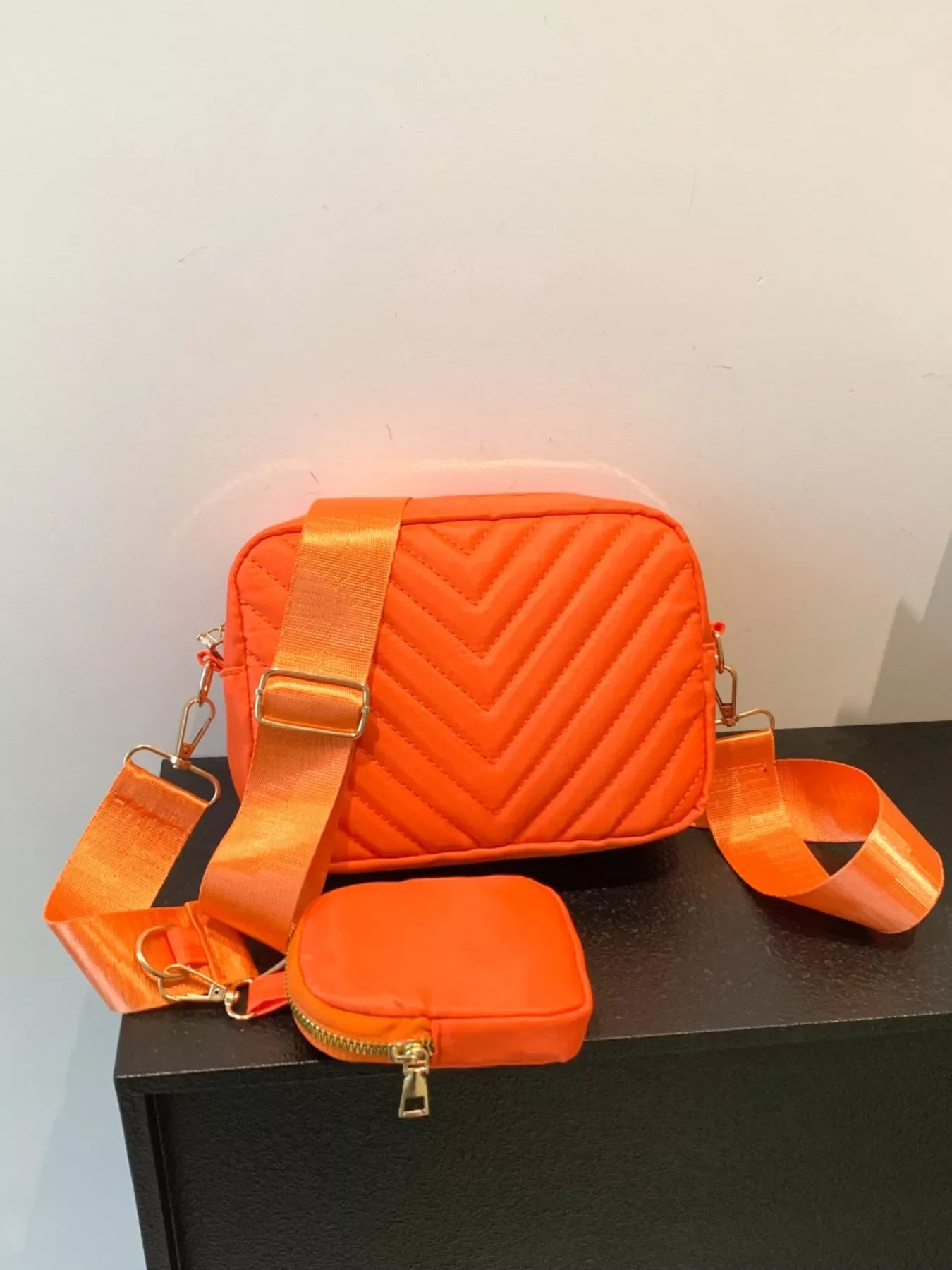 Quilted Crossbody Bag with Mini Pouch