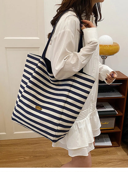 Striped Canvas Tote Bag