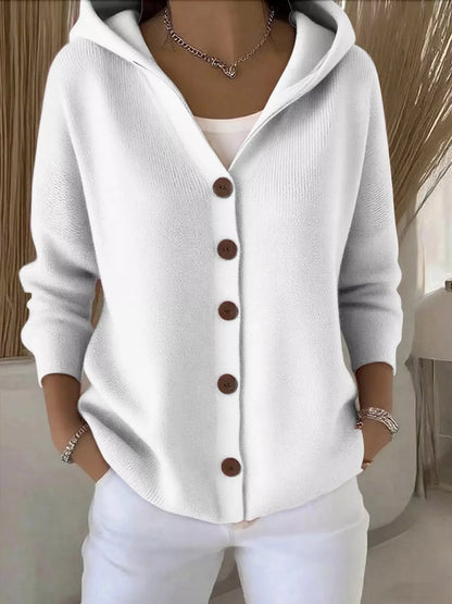 Women's Hooded Button-Front Knit Cardigan, S to 5XL