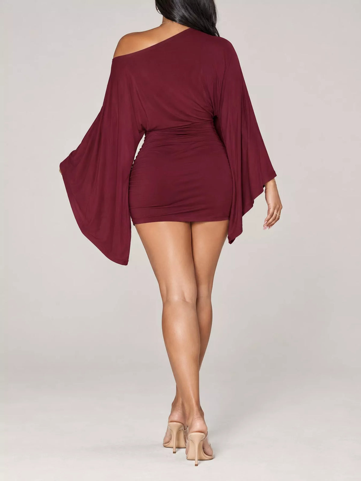 One-shoulder draped mini dress, view 11
