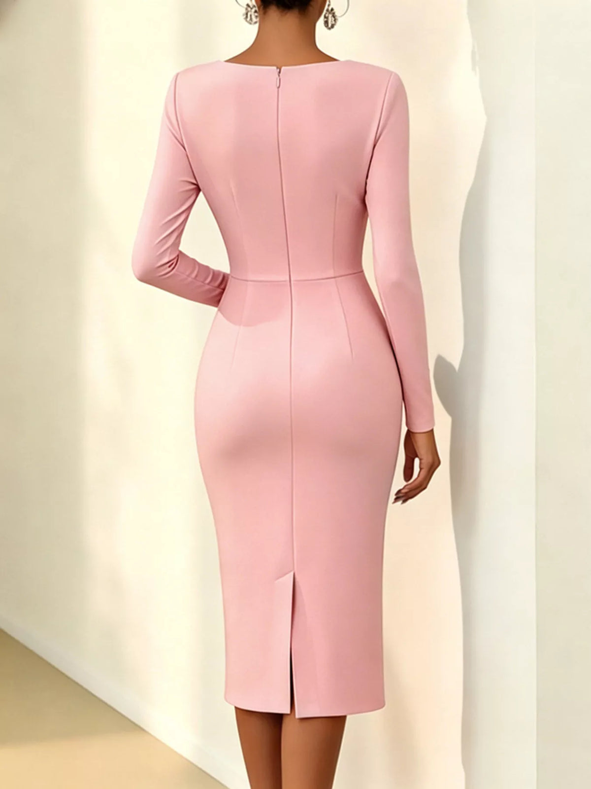 Rose appliqué midi dress, view 3