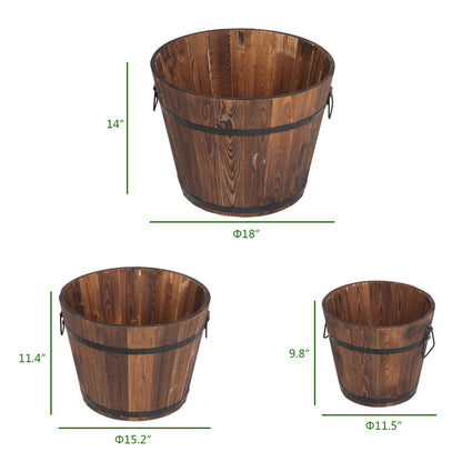 Outdoor Reinforced and Anticorrosive Wooden Pot Set