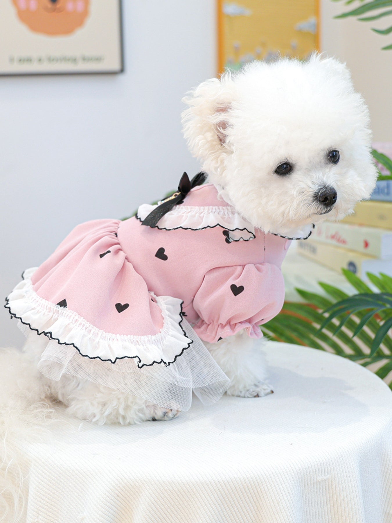 Heart-Patterned Bowknot Pet Dress
