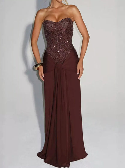 Strapless sequin corset dress, view 36