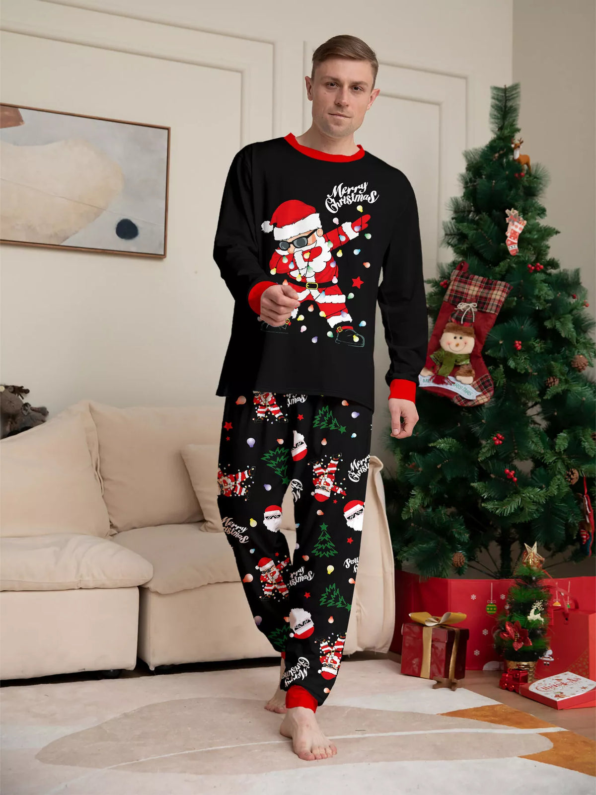 Family Matching Christmas Santa Pajamas Set Plus Size