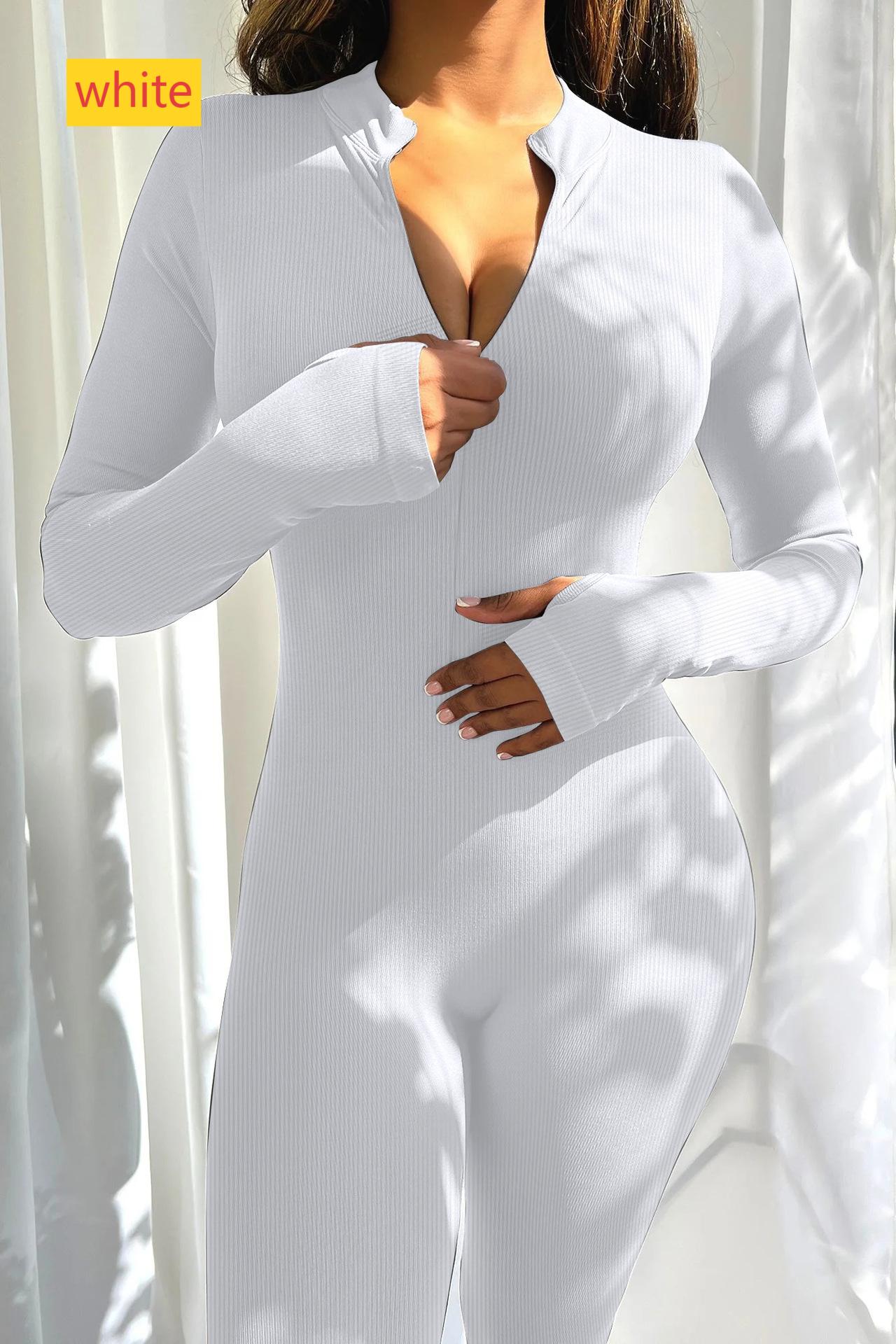 Pit Stripe Invisible Zipper Sports Jumpsuit