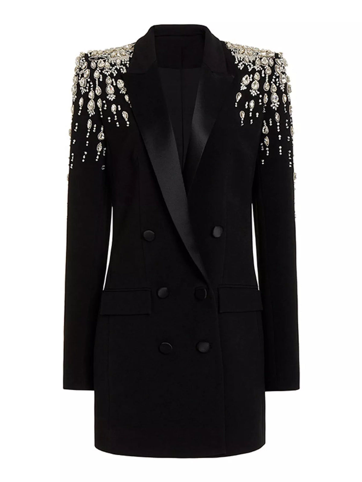 Plus Size Rhinestone Shoulder Blazer