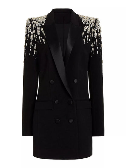 Plus Size Rhinestone Shoulder Blazer