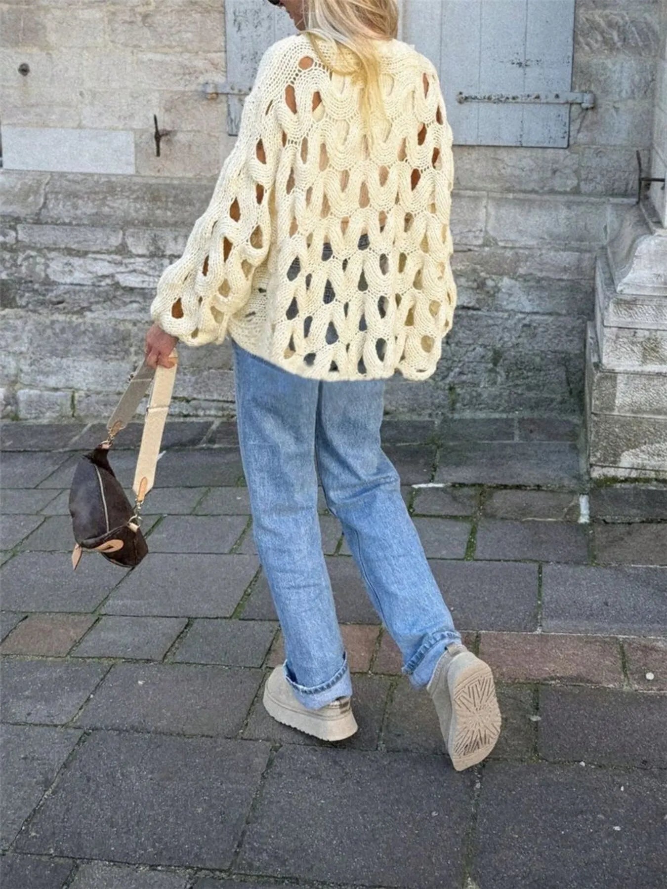 Chunky Cable Knit Hollow Out Sweater