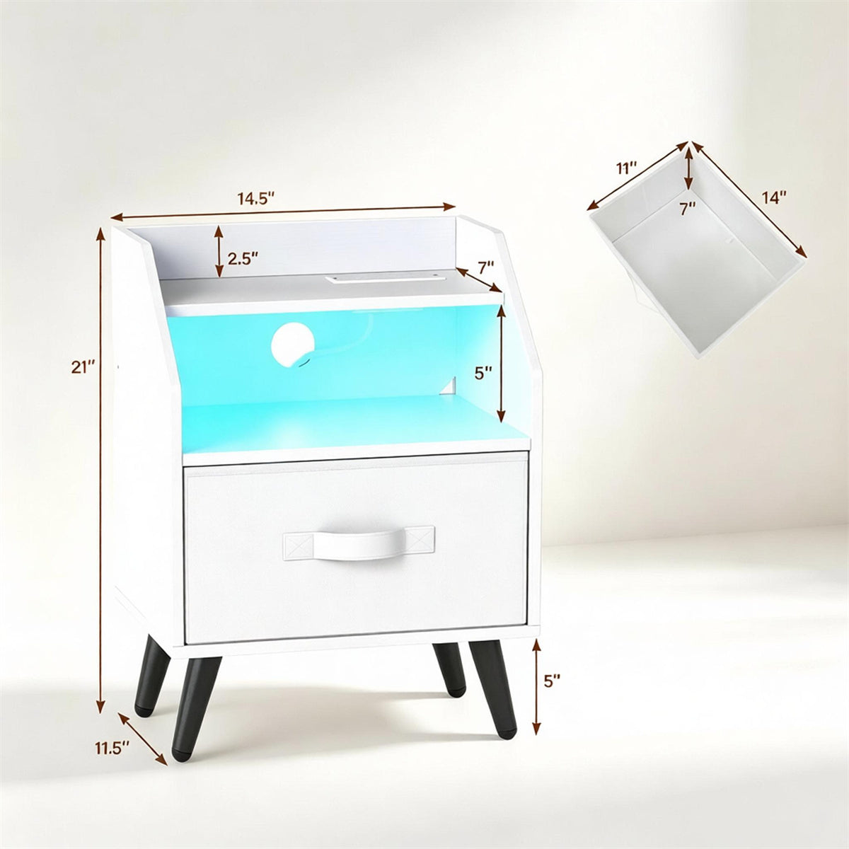 LED Nightstand with Charging Statio