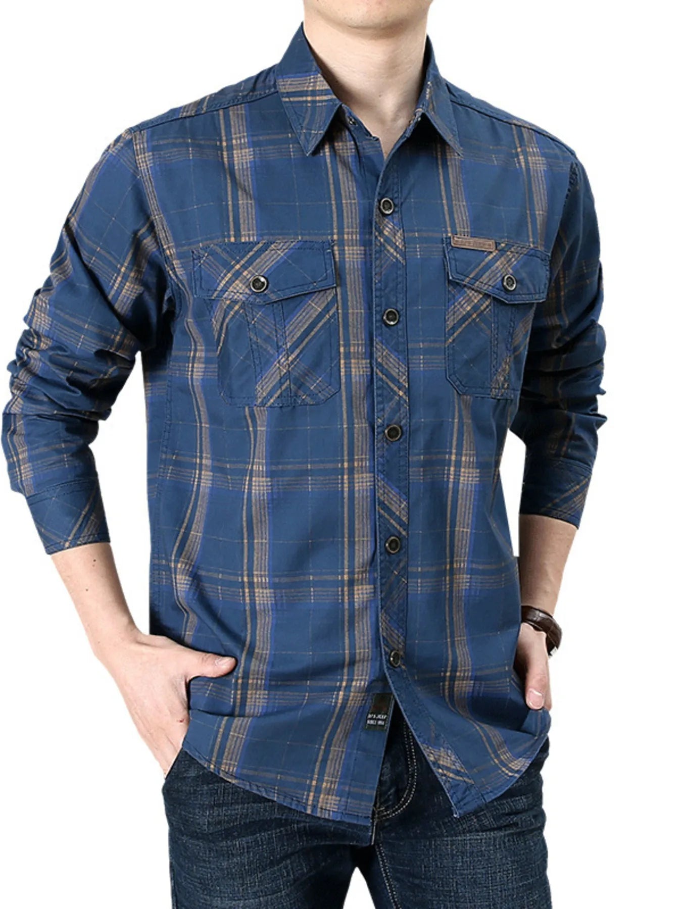 Men's Plus Size Casual Long Sleeve Shirt