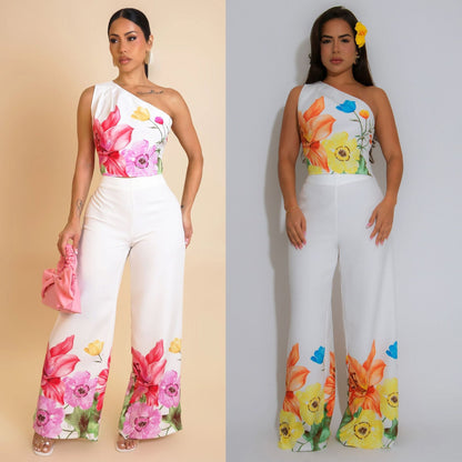 Elastic Wide Leg Pants Two-Piece Set