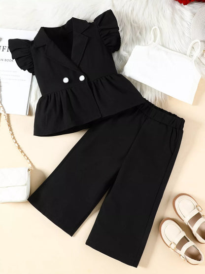 Children's Cami & Ruffle Sleeve Top & Wide Leg Pants Set