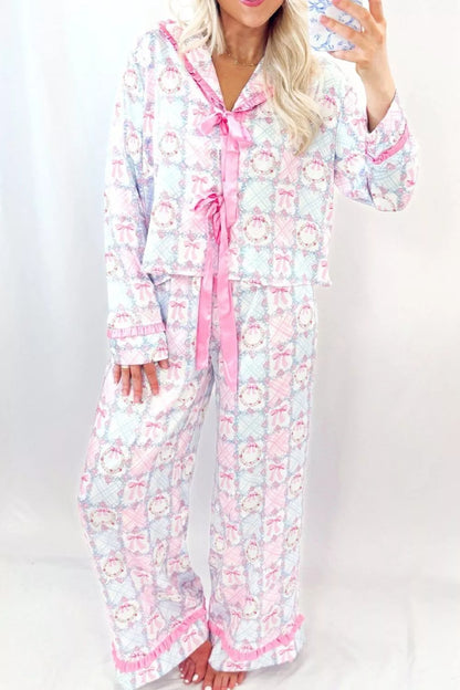 Wreath Pattern Christmas Pajama Set