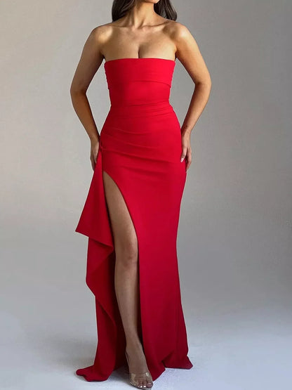 Strapless high-slit bodycon dress, view 19