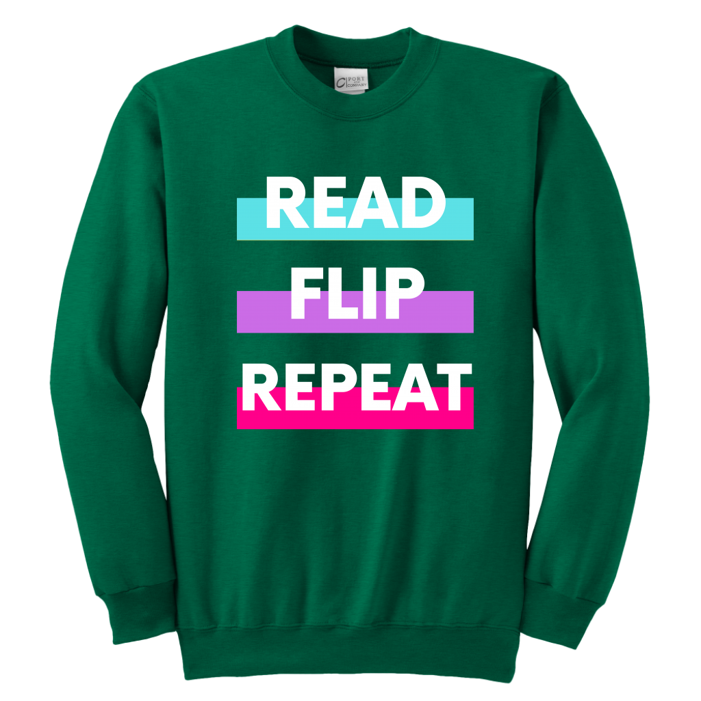 Read Flip Repeat Crewneck Sweatshirt Kids & Youth - MONLANE