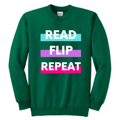 Read Flip Repeat Crewneck Sweatshirt Kids & Youth - MONLANE