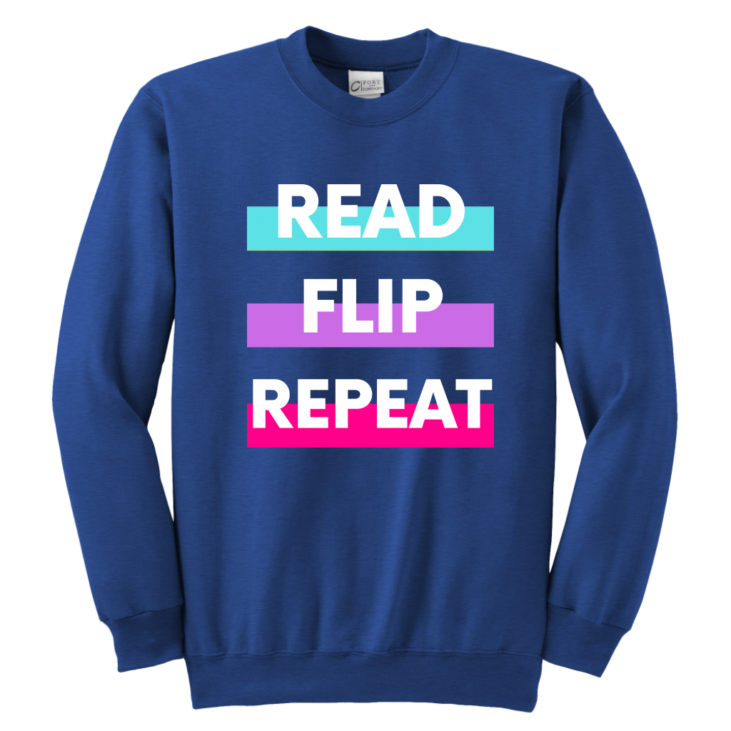 Read Flip Repeat Crewneck Sweatshirt Kids & Youth - MONLANE
