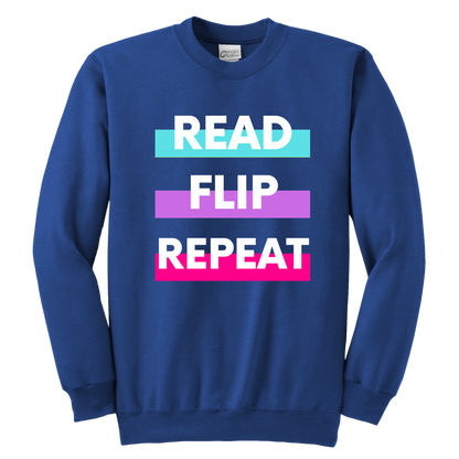 Read Flip Repeat Crewneck Sweatshirt Kids & Youth - MONLANE
