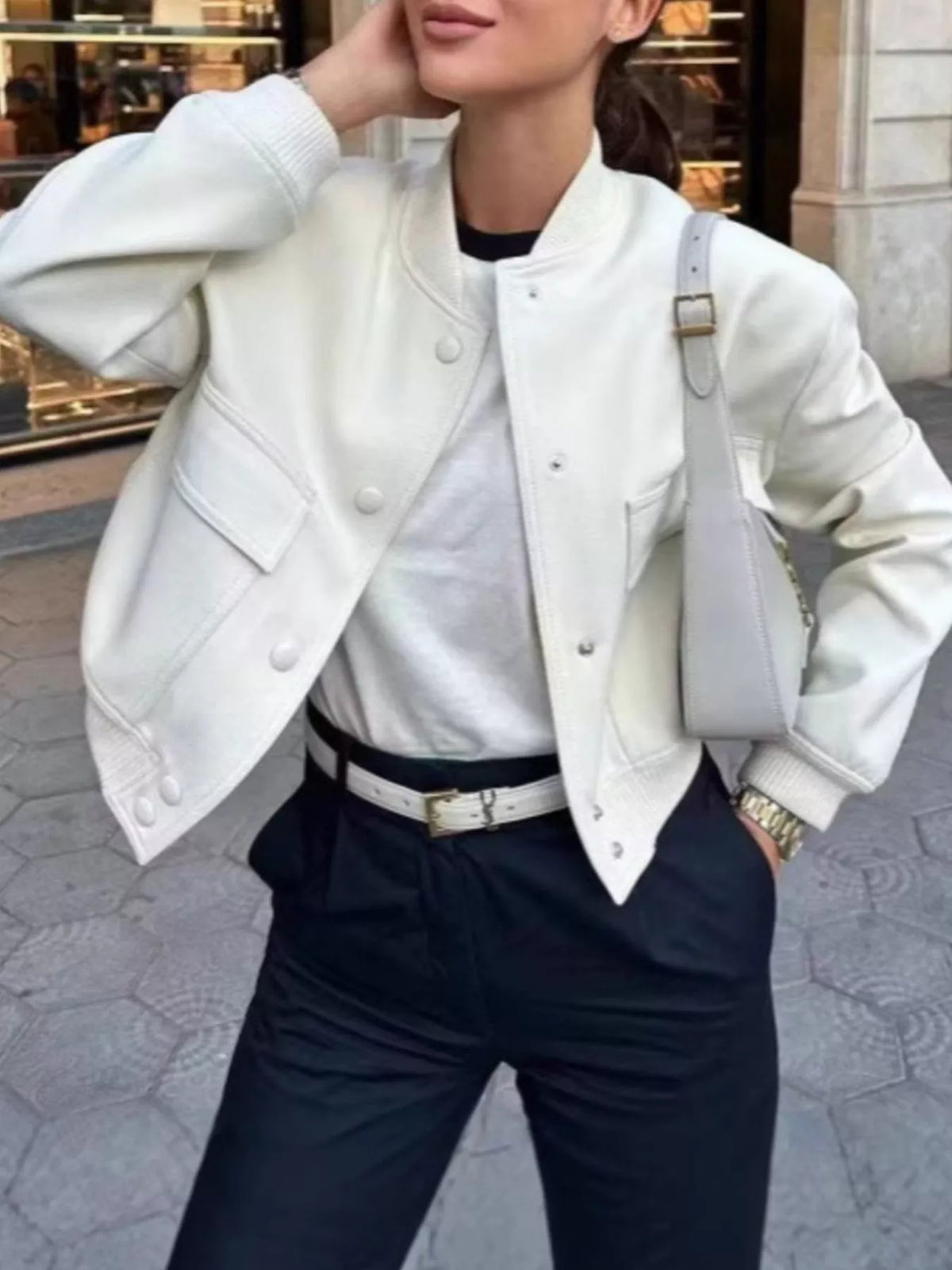 Cropped bomber jacket, view 5