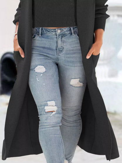 Full Size Ribbed Knit Tank and Cardigan Sweater Set Plus Size