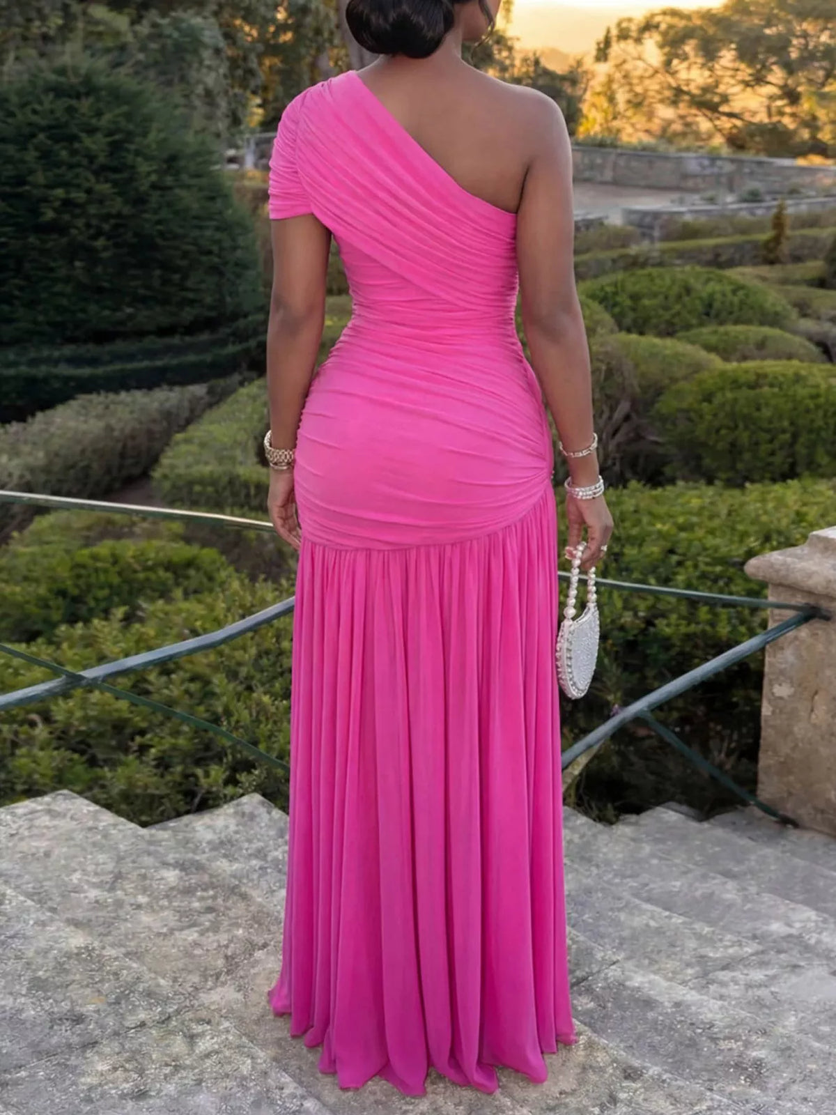 One-shoulder evening dress, view 9