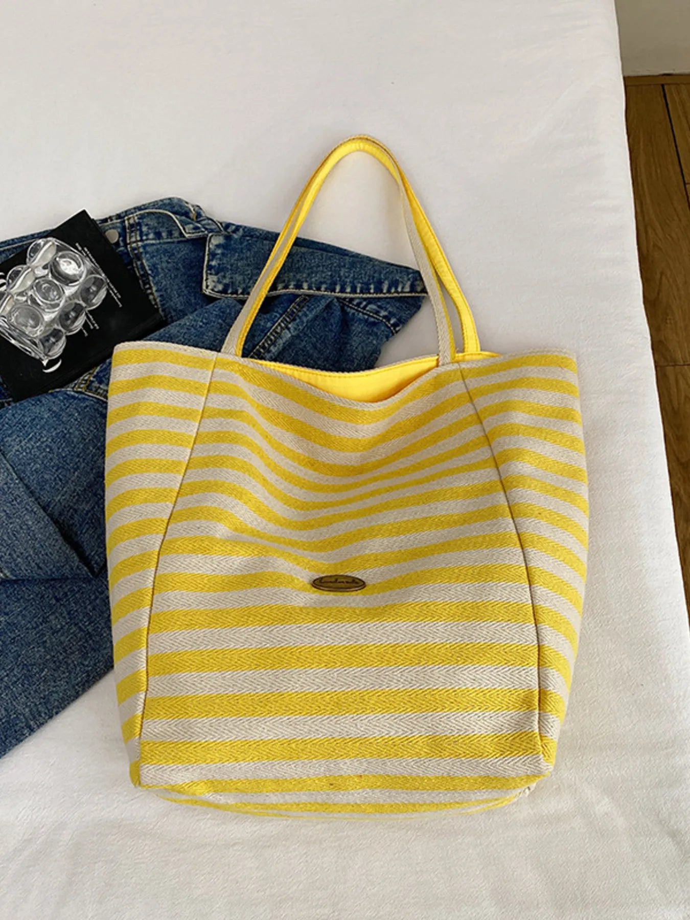 Striped Canvas Tote Bag