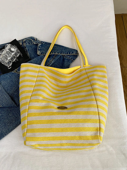 Striped Canvas Tote Bag