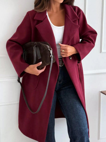Long-Sleeve Single-Breasted Trench Coat