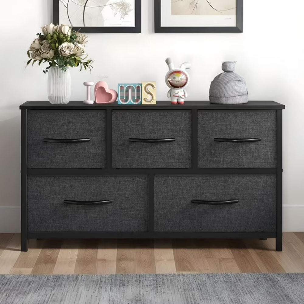 5 Drawer Dresser Fabric, Wide Chest Of Drawers