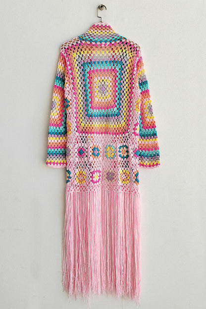Fringe Crochet Long Sleeve Cardigan