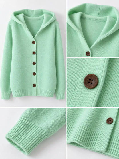 Hooded knit cardigan, view 5