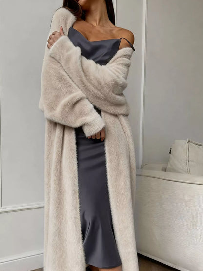 Fuzzy Open Front Longline Cardigan