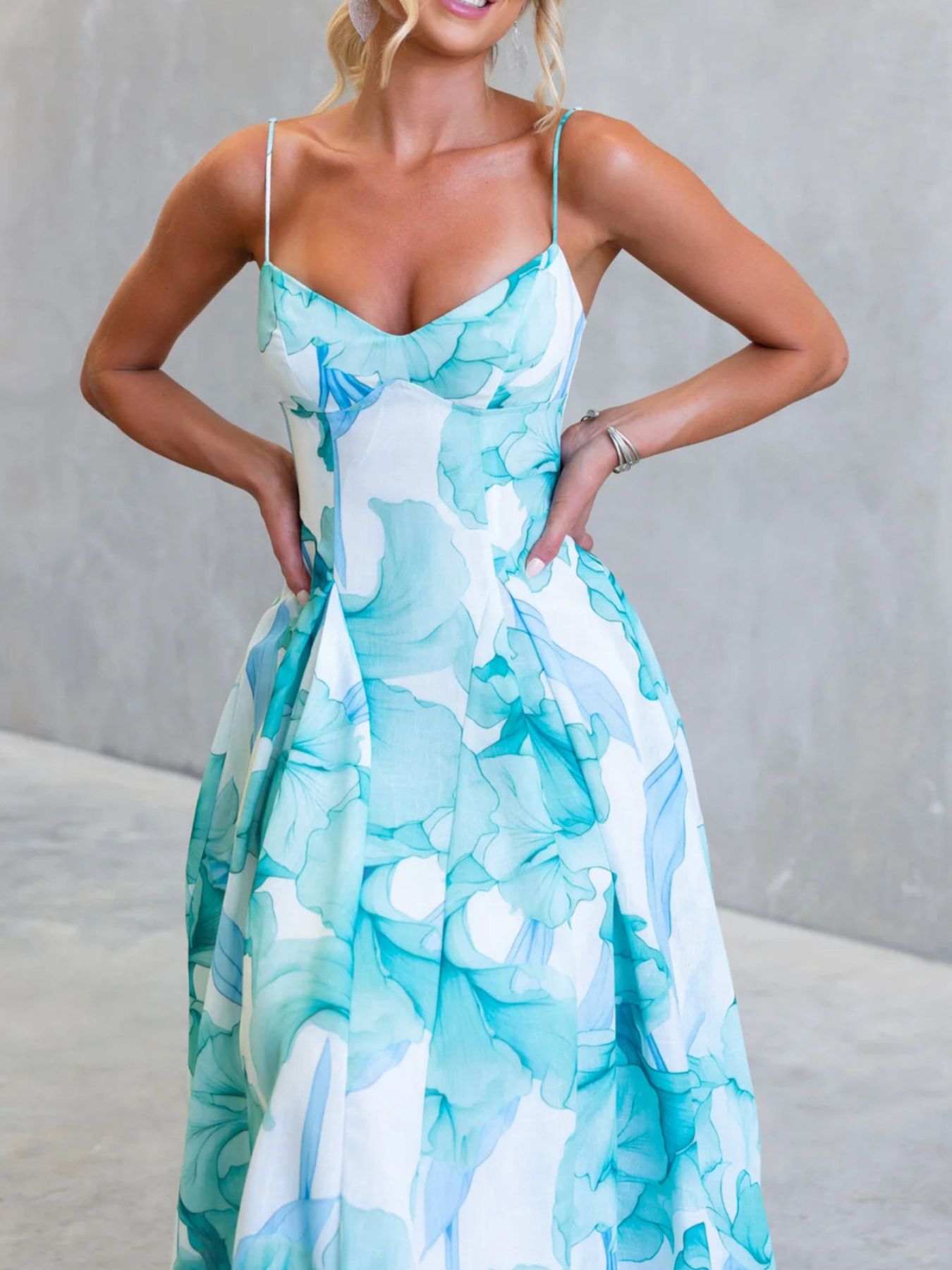 Floral Print Spaghetti Strap Midi Dress