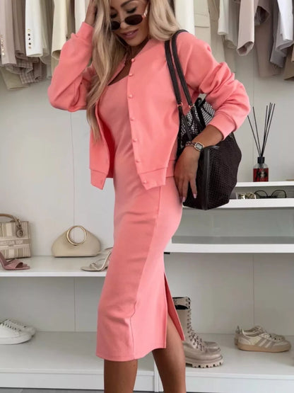 Full Size Dress and Outerwear Set