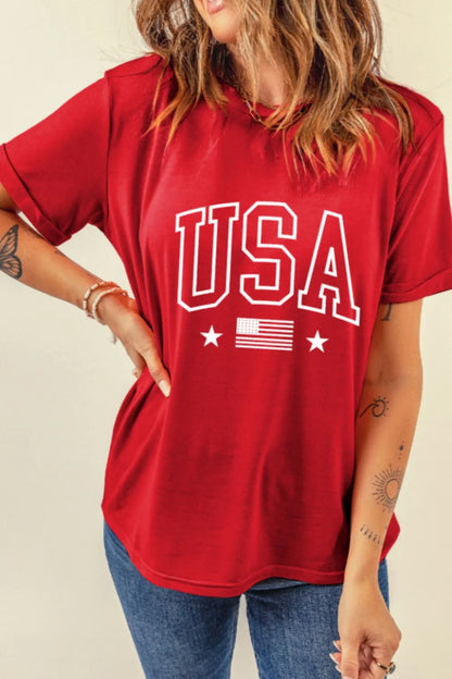 USA American Flag Crewneck T Shirt