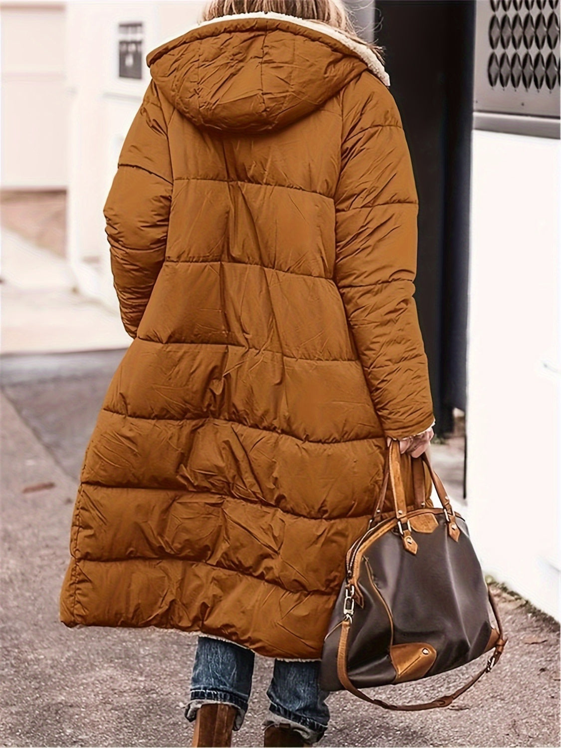 Plus Size Zip Up Hooded Coat