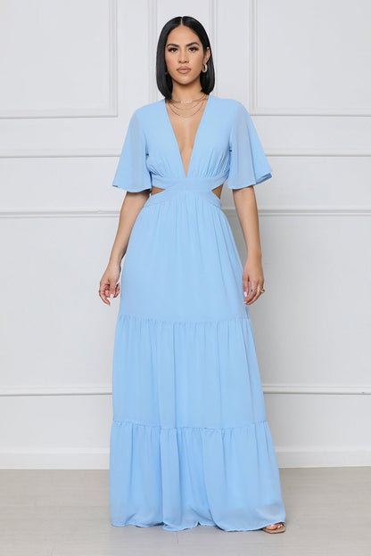 Chiffon low cut waist dress