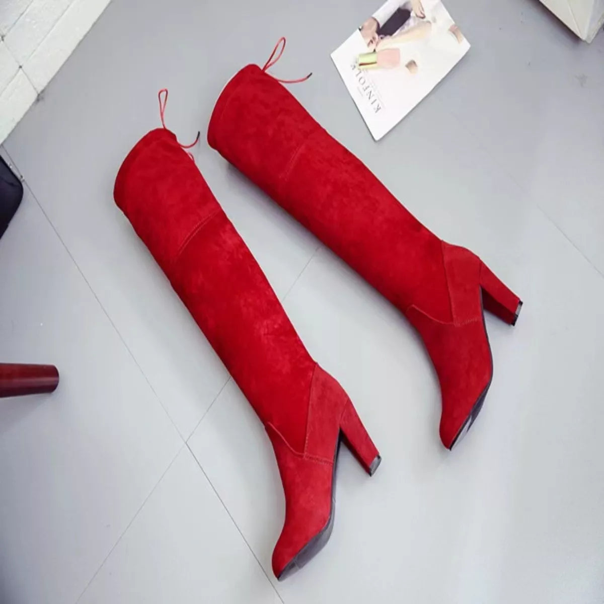 Round Toe Block Heels Boots