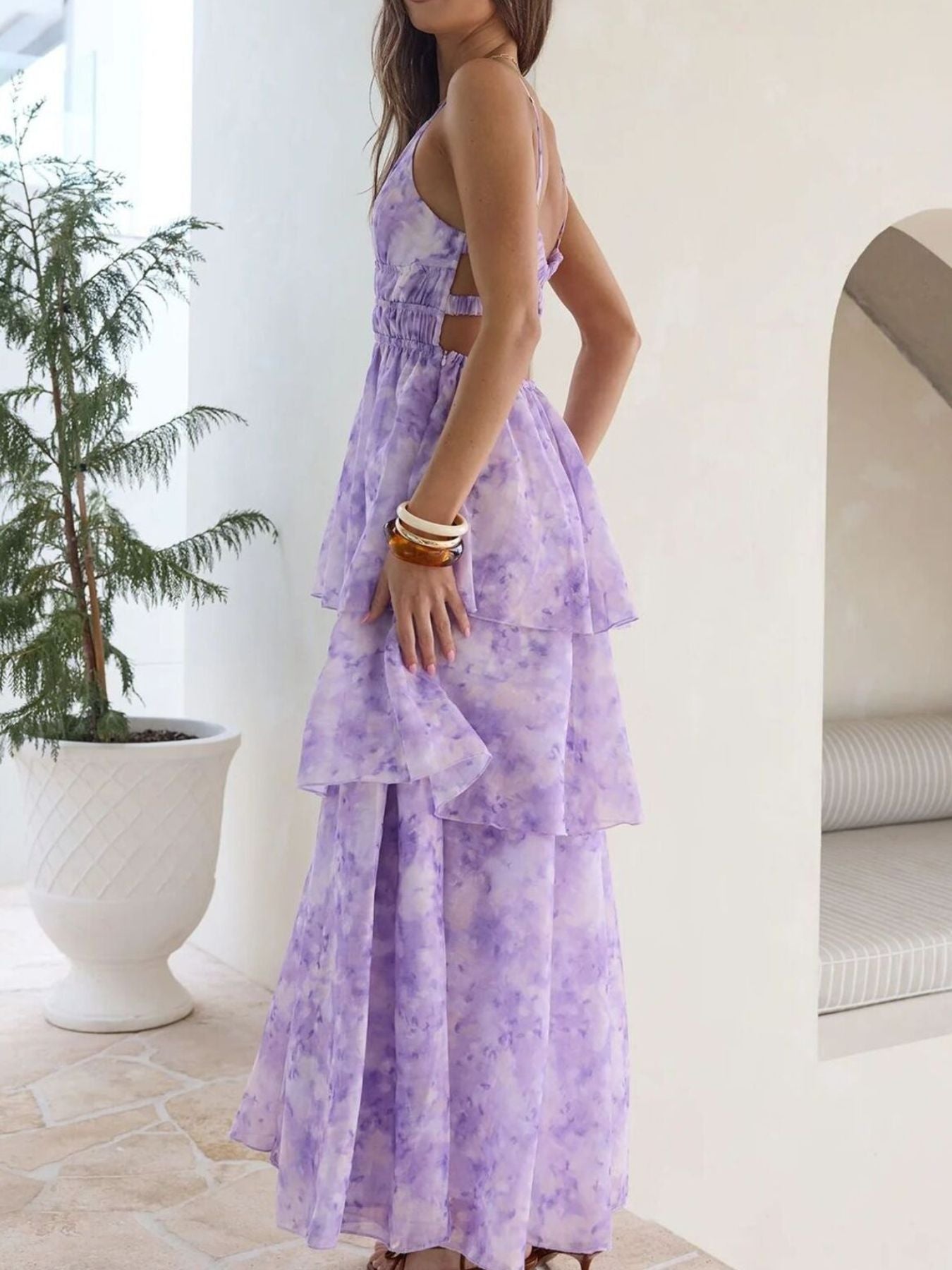 Tie-Dye Ruffled Layered Dress