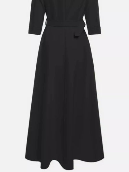 Elegant Off-Shoulder Belted Maxi Dress