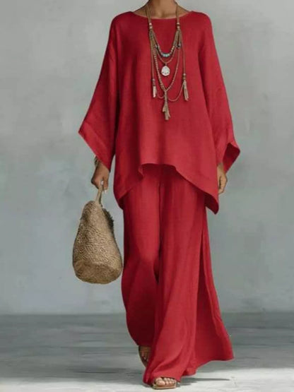 Full Size Casual Loose Fit Top and Pants Set Two-Piece Set Plus Size