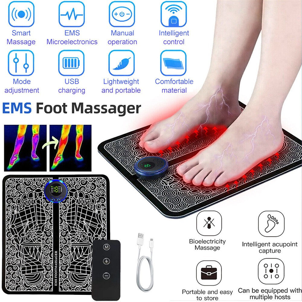 Electric Foot Massager Pad Blood Circulation Muscle Stimulator 