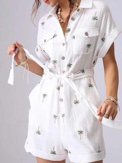 Button-Up Romper with Belt
