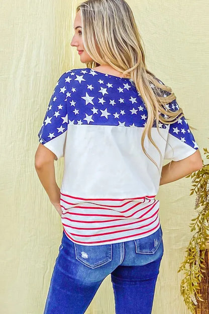 American Flag Print Casual Top