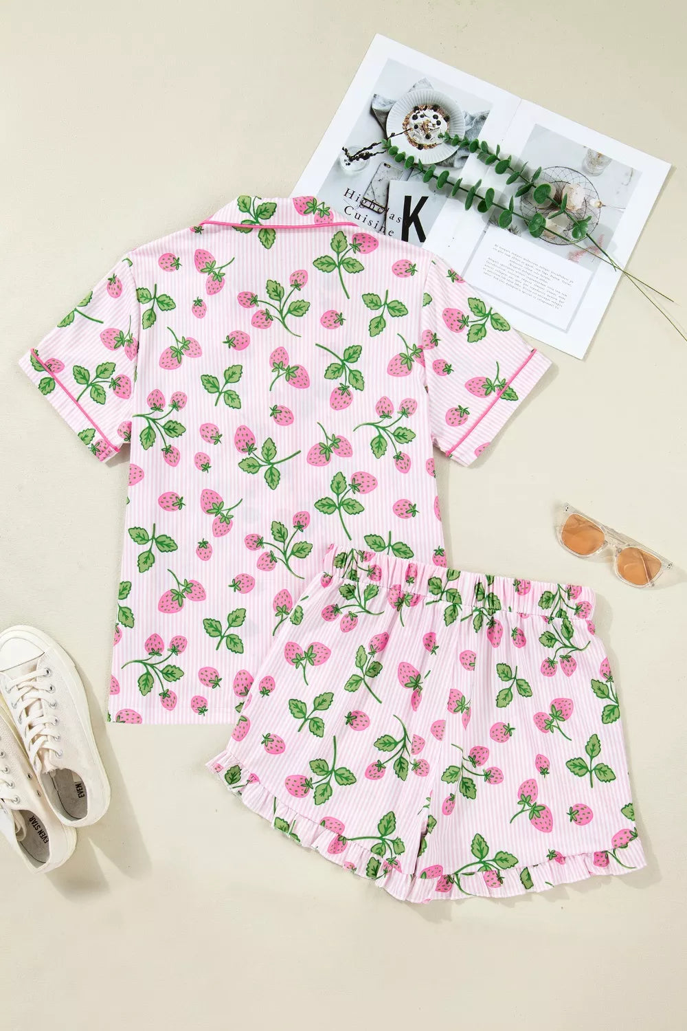 Striped Strawberry Pajama Set